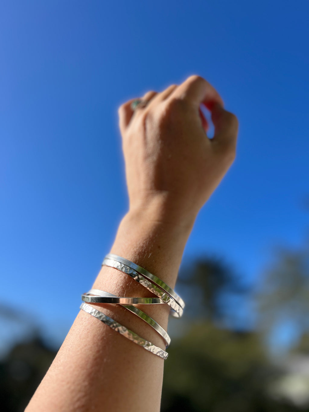 Thick sterling silver bangles