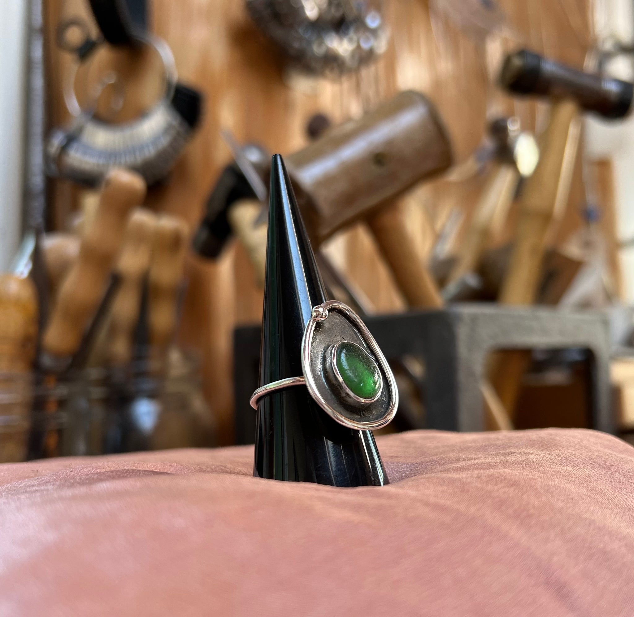 Sterling silver and sea glass ring