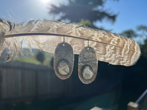 Hammered Sterling silver earrings with agates