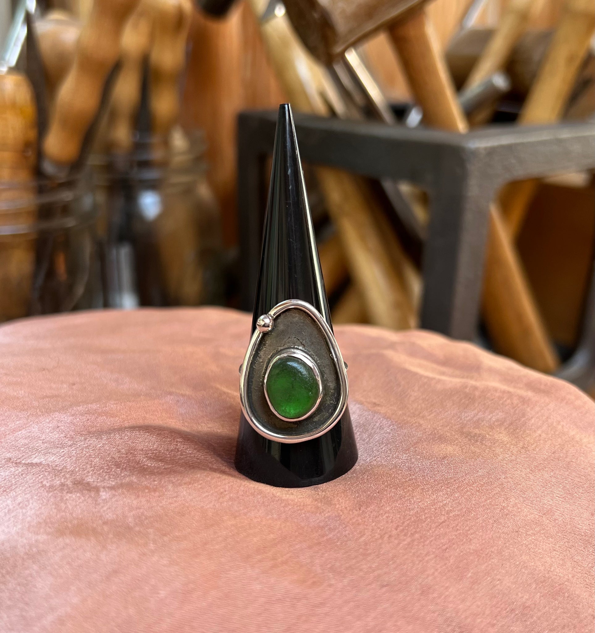 Sterling silver and sea glass ring