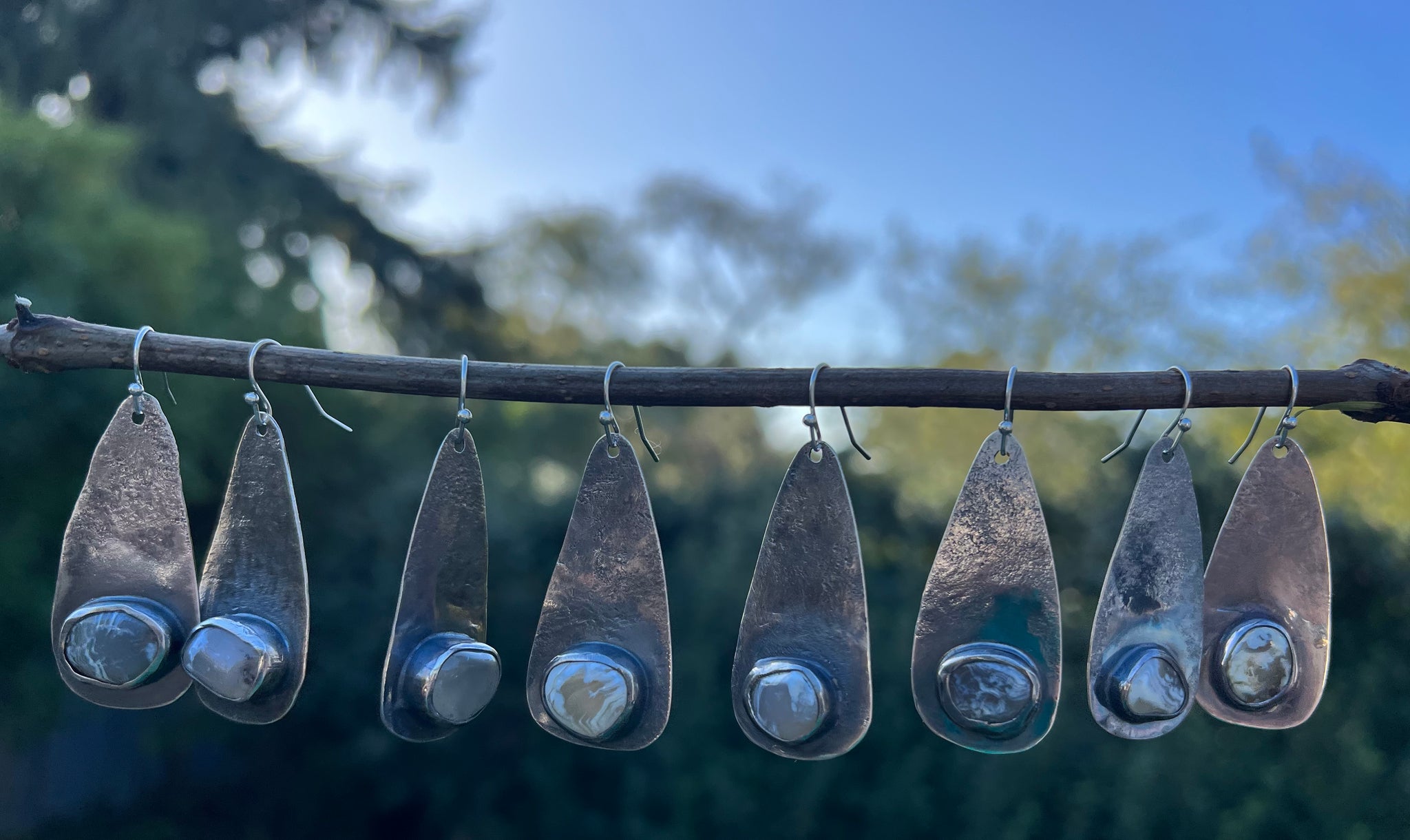 Sterling silver earrings with agates