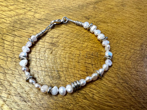 Sterling silver and Pearl beaded bracelet